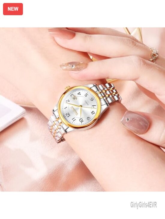 Luxury Classic Small Ladies Watch Gold Silver Two Tone Stainless Steel Date main image 7